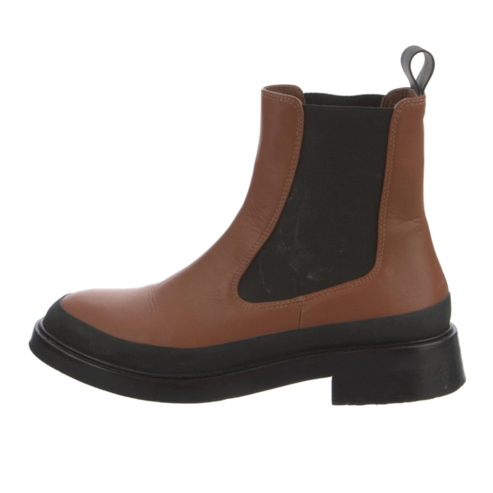 Frame Denim Brown and Black Ankle Boots with Elastic Panels